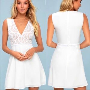 Lulu’s Florentina white lace cutout dress